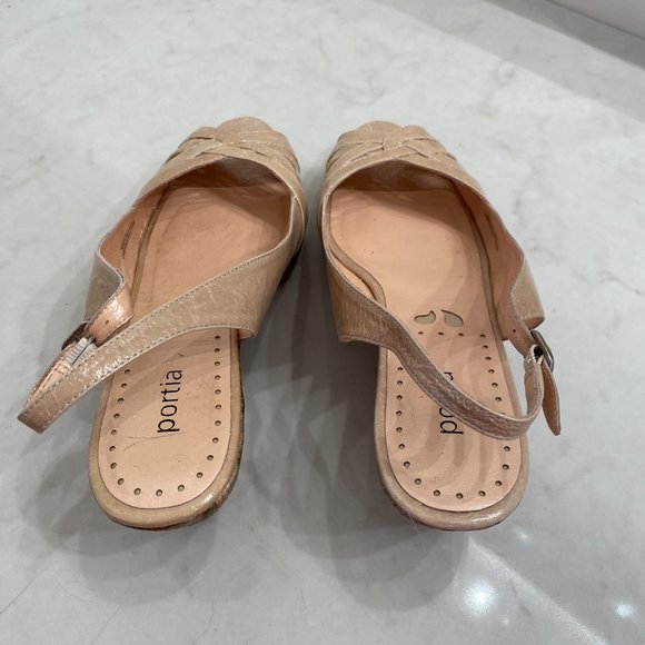 Porita, size 9, sling back women's shoes. Beige, sandal, wedge heel - Picture 4 of 11